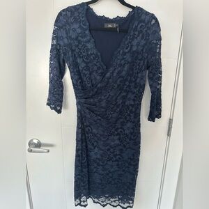 Vintage Holt Renfrew Lace Cocktail Dress | Navy | Made in Canada
